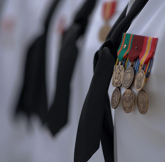 closeup of military decorations