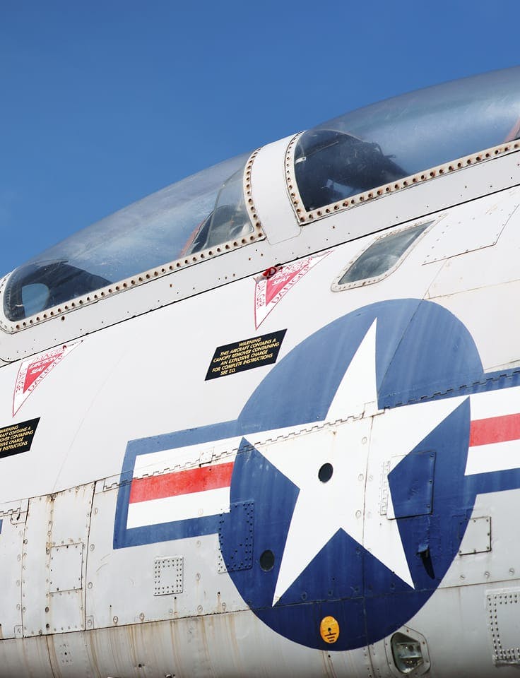 Military aircraft cockpit with star insignia