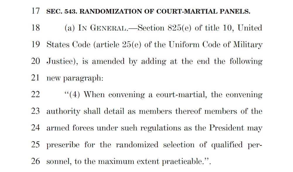 Sec. 543 Randomization of Court-Martial Panels