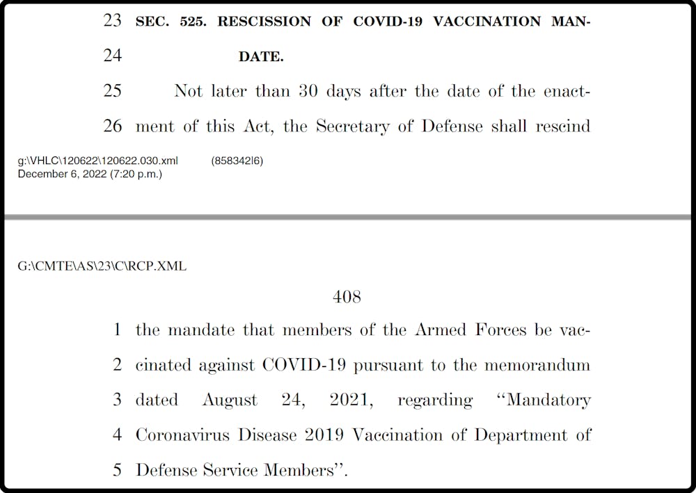 Sec. 525 Rescission of COVID-19 Vaccination Mandate