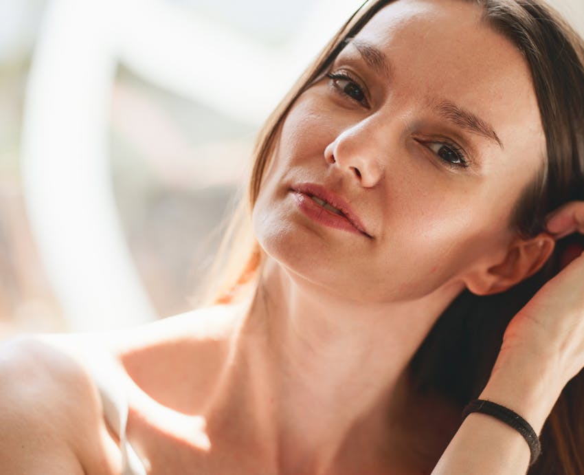 woman looking at camera