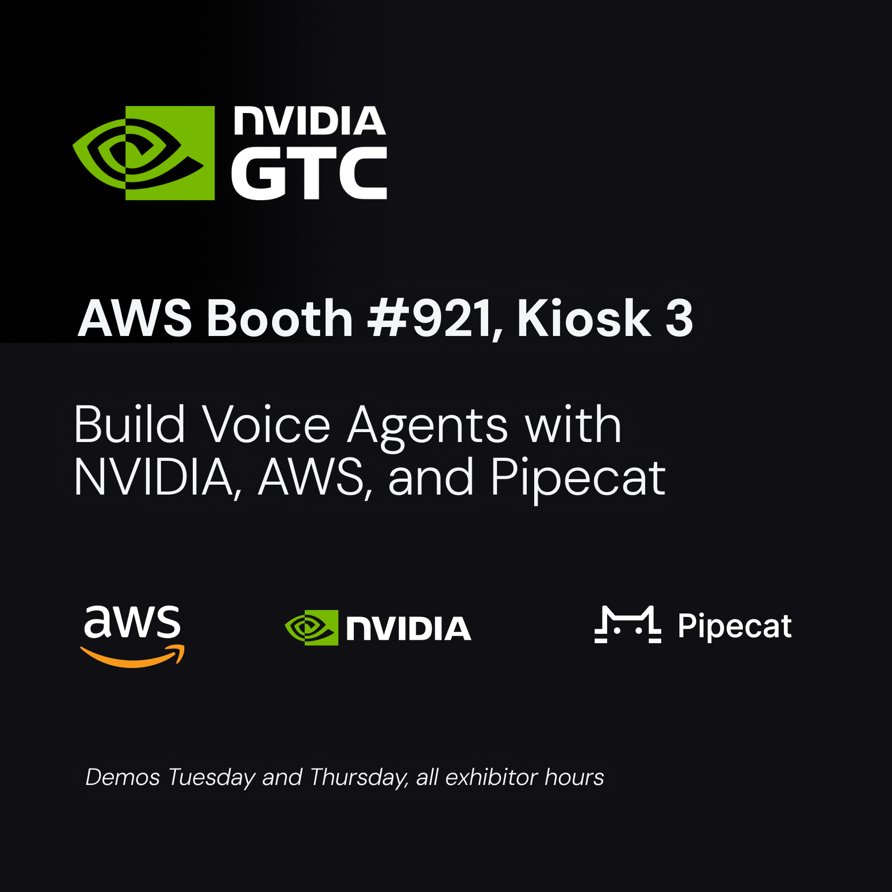 NVIDIA GTC 2026 - Voice Agents with Pipecat, AWS Booth #291