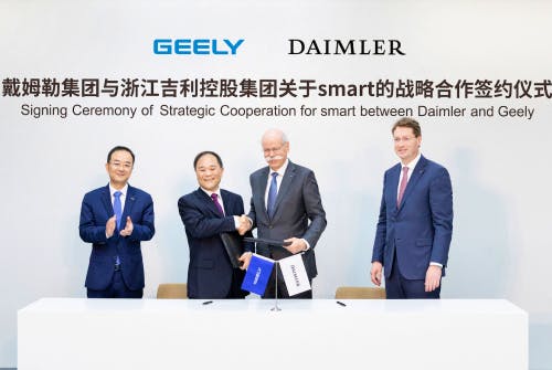 Geely e Daimler formam uma joint venture global para desenvolver a smart