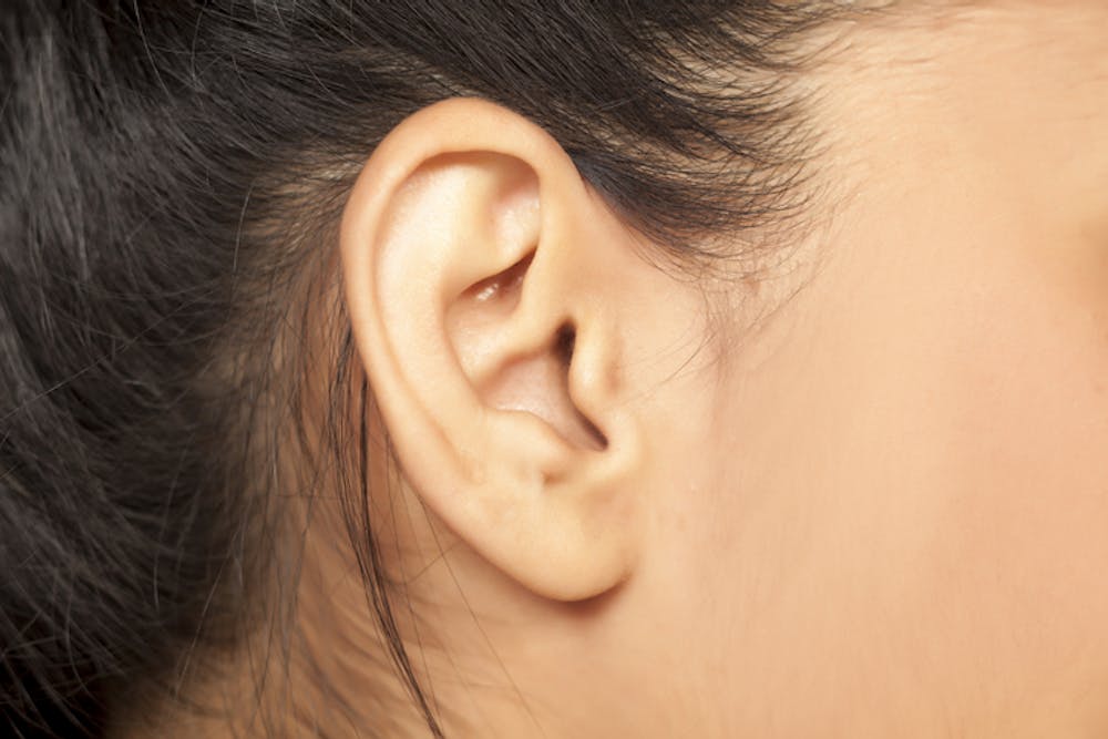 Side view of woman's ear
