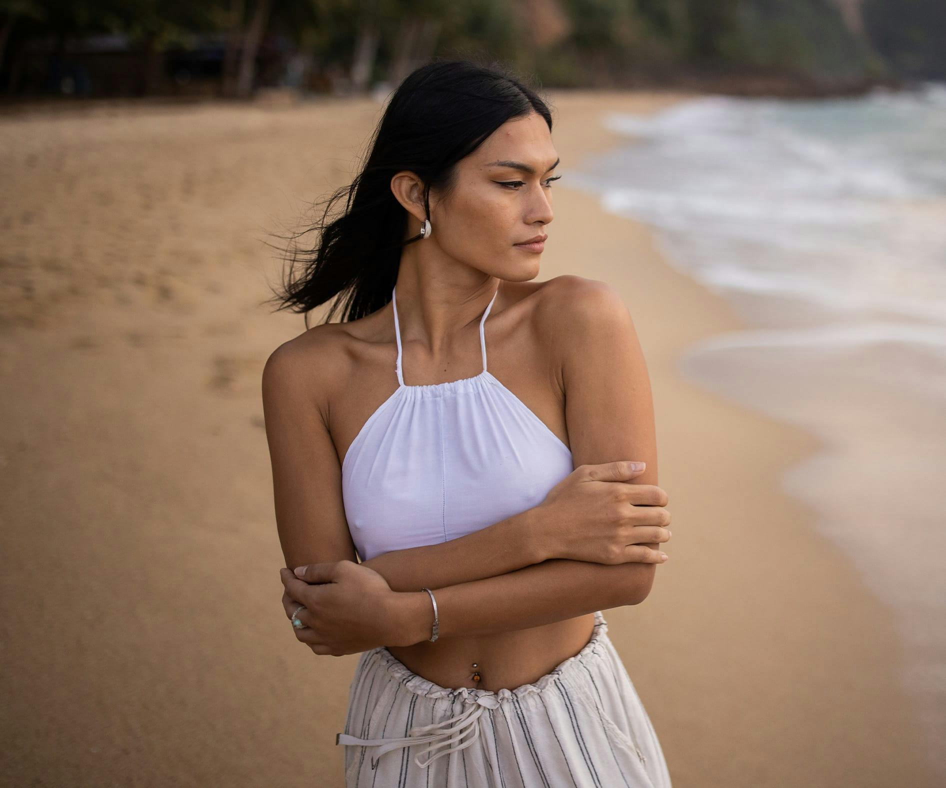 woman walking on the beach