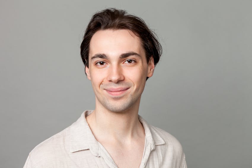 man smiling forward