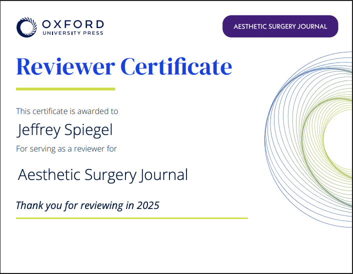 Aesthetic Surgery Journal Reviewer Certificate