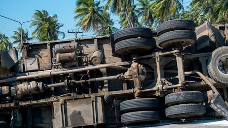 overturned semi-truck