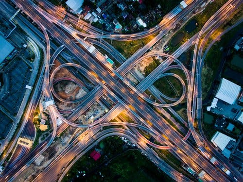 birds eye view of highway