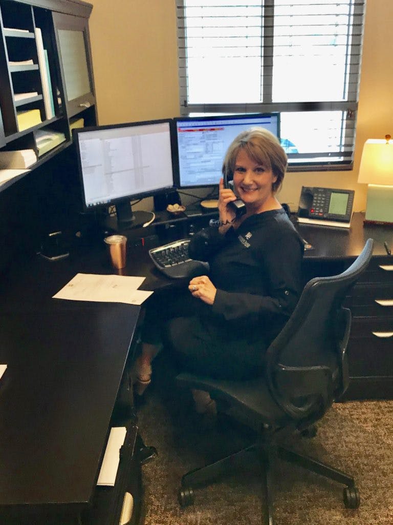 woman working at desk