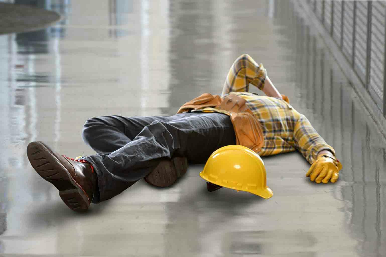 construction worker laying on the ground