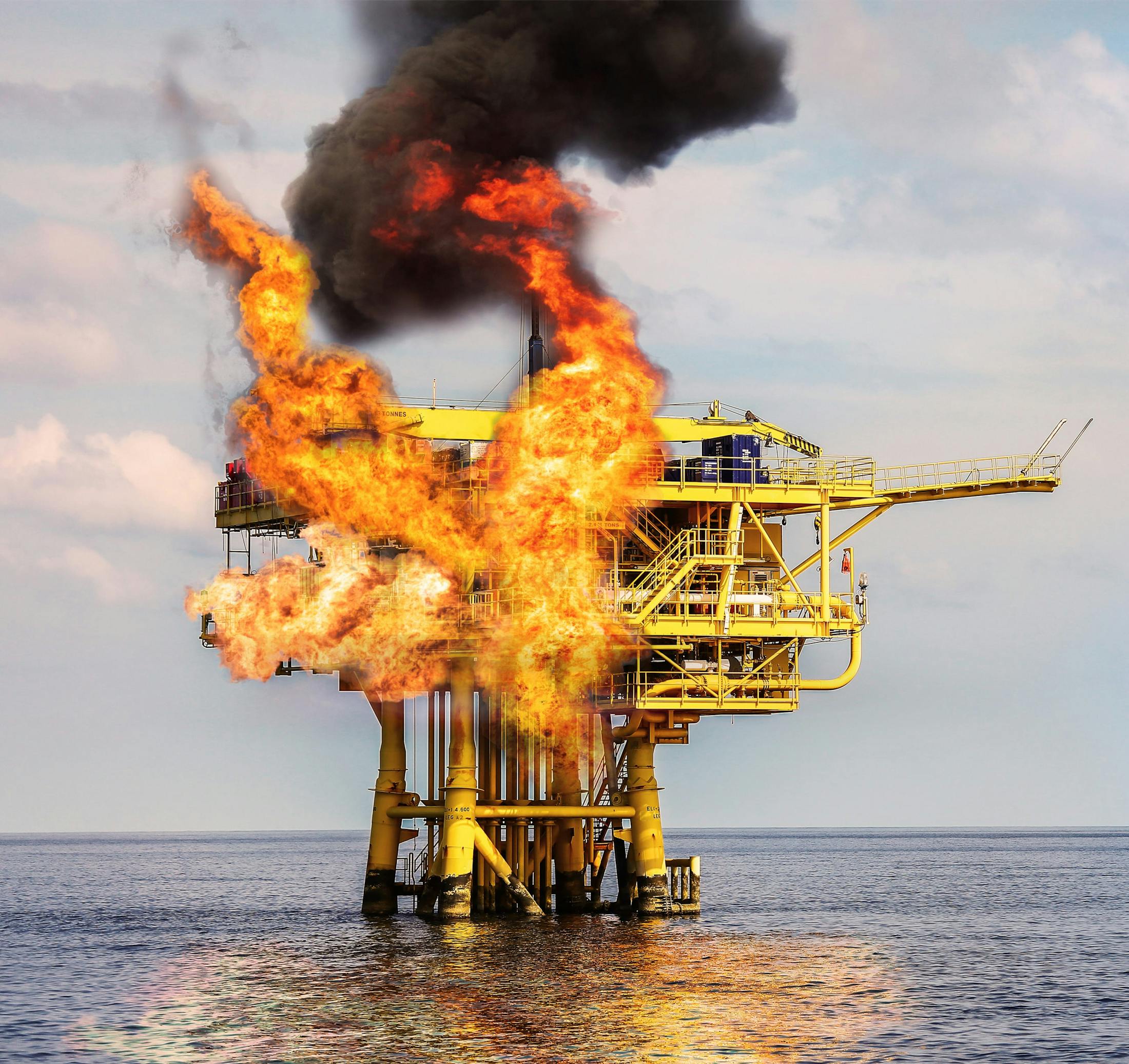 oil rig on fire