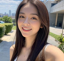 Asian girl with long brown hair