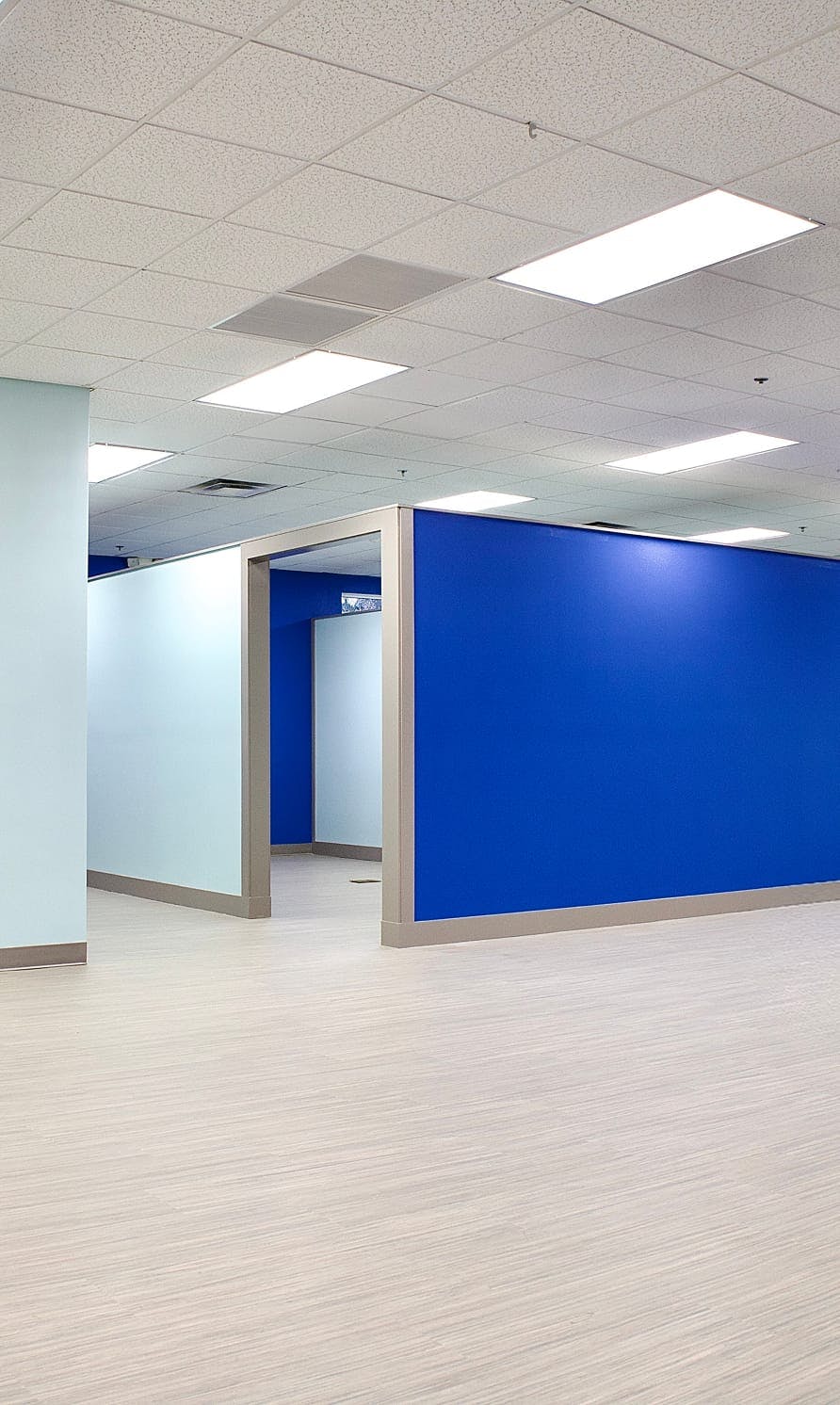 Blue wall inside a building