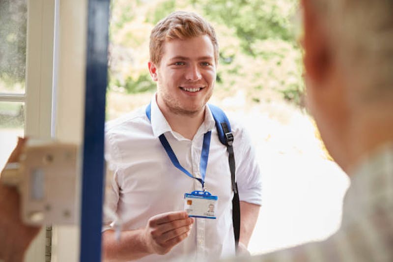 Contractor Showing His Badge