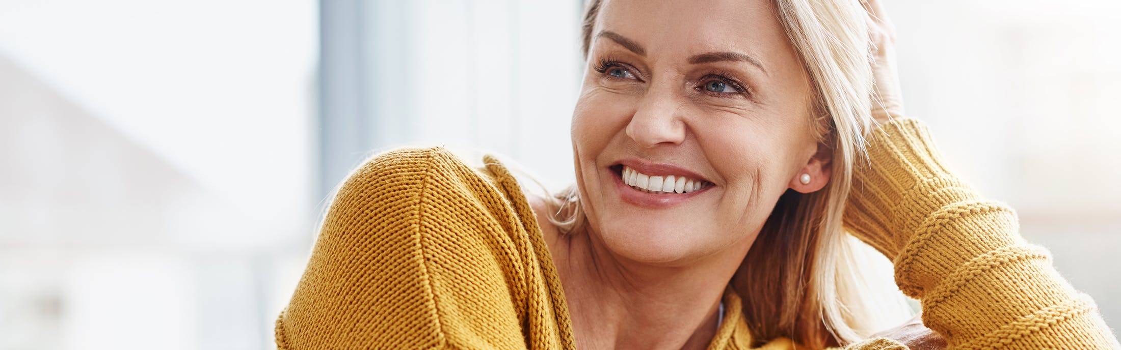 blonde woman smiling