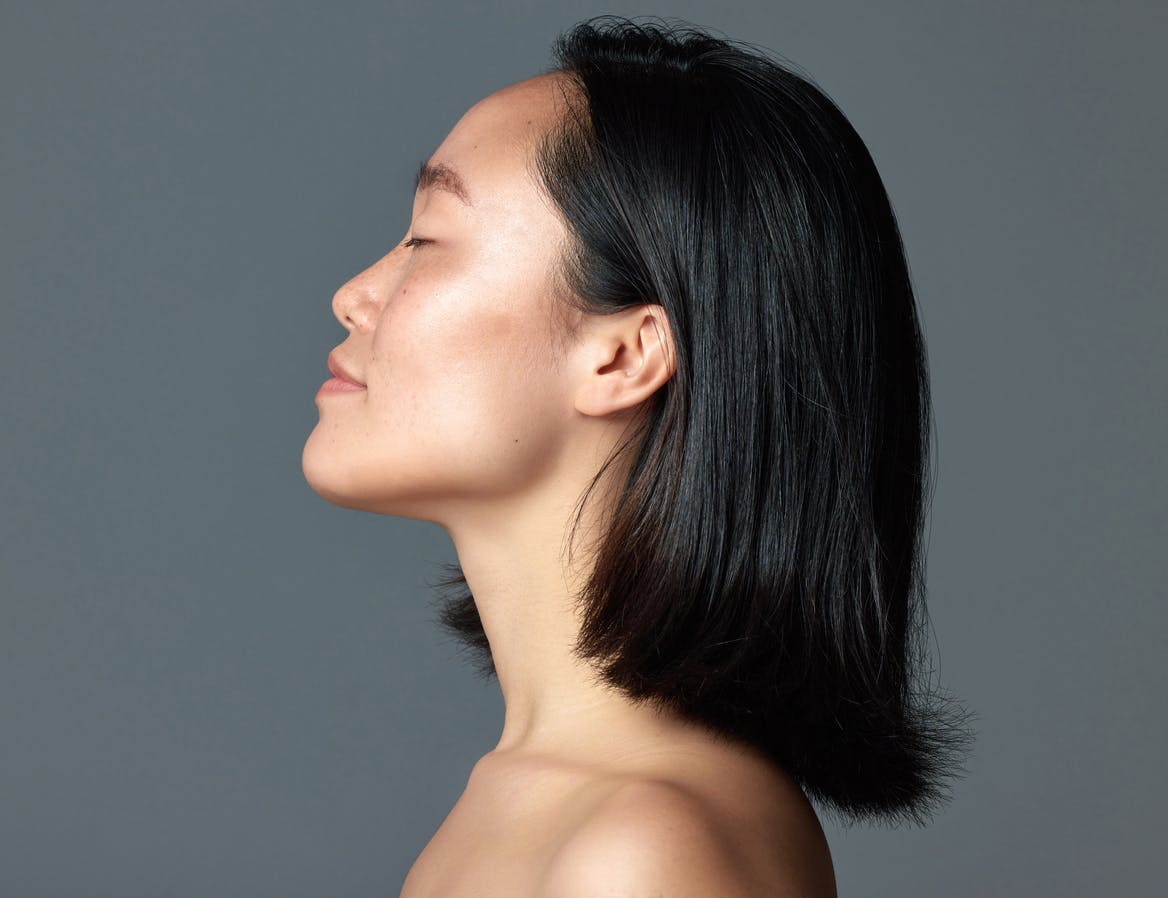 Side-profile of asian model