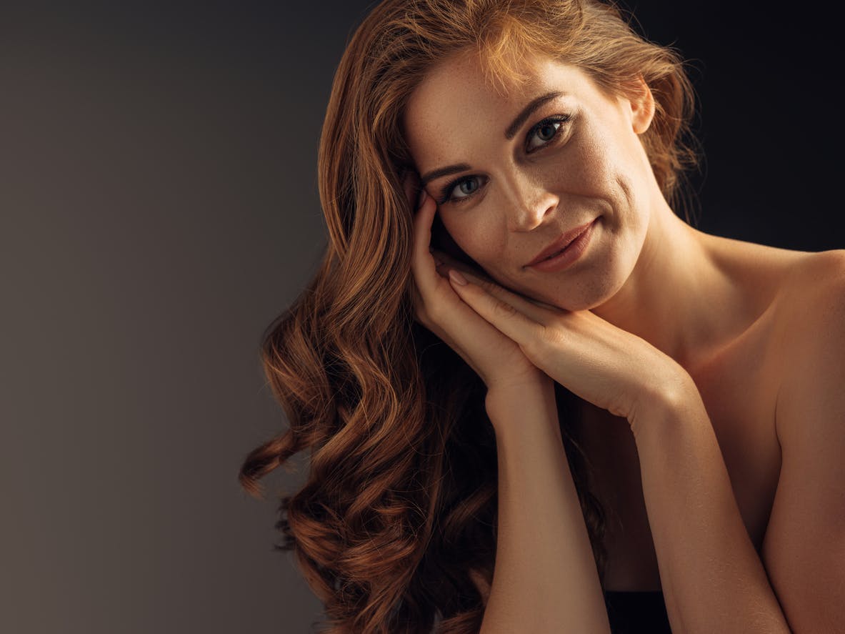 woman with long wavy hair