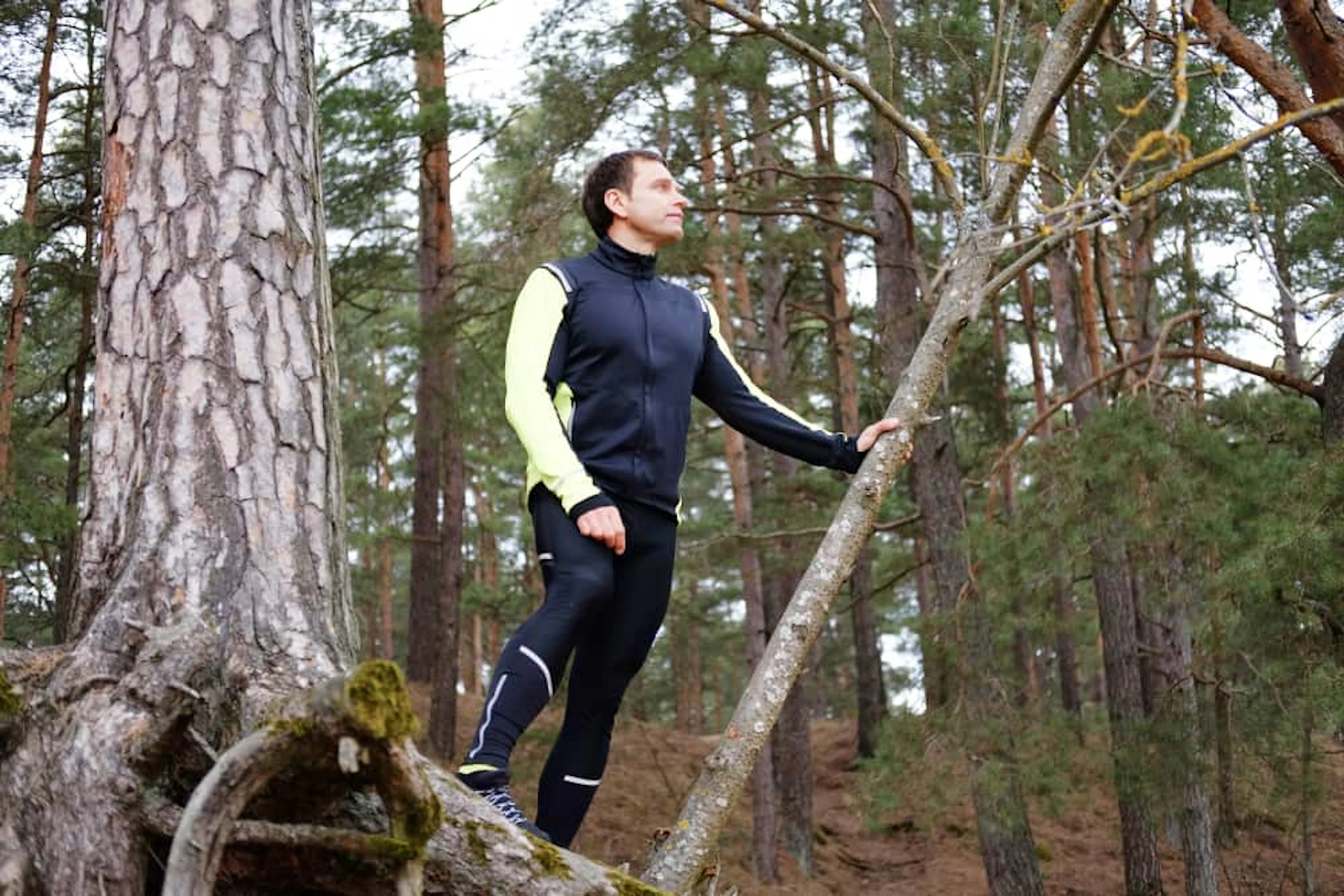 full body portrait sporty man forest 2