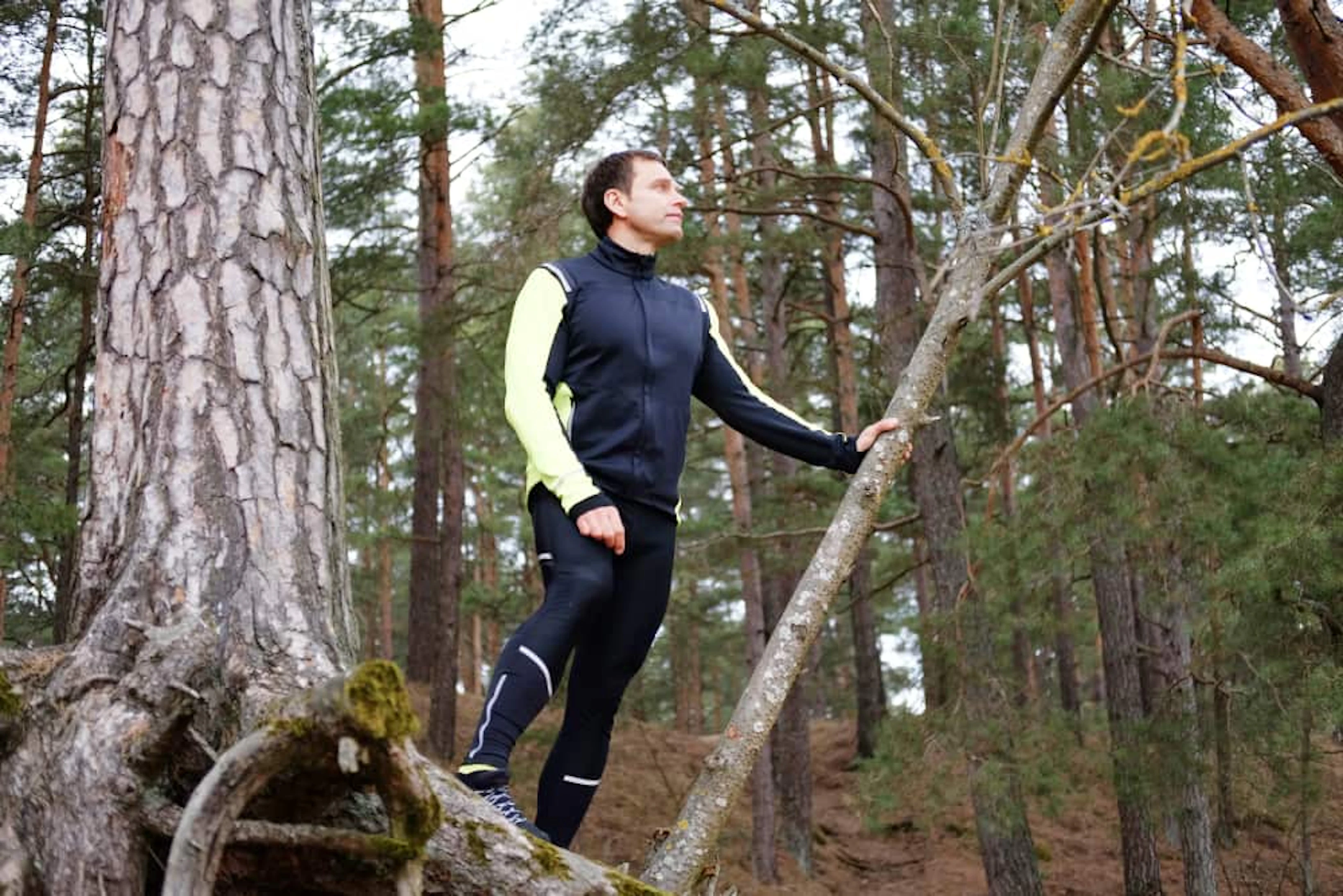 full body portrait sporty man forest 2