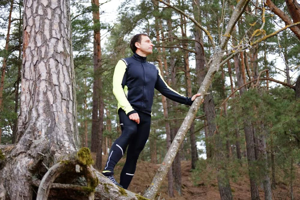 full body portrait sporty man forest 2