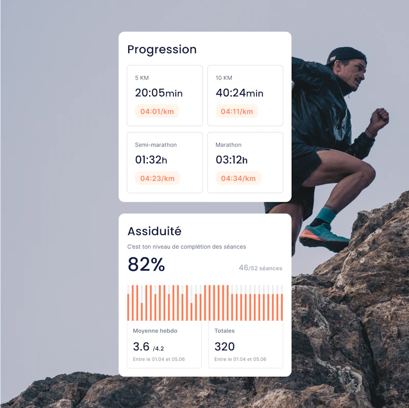 éléments d'interface de l'app campus montrant la progression