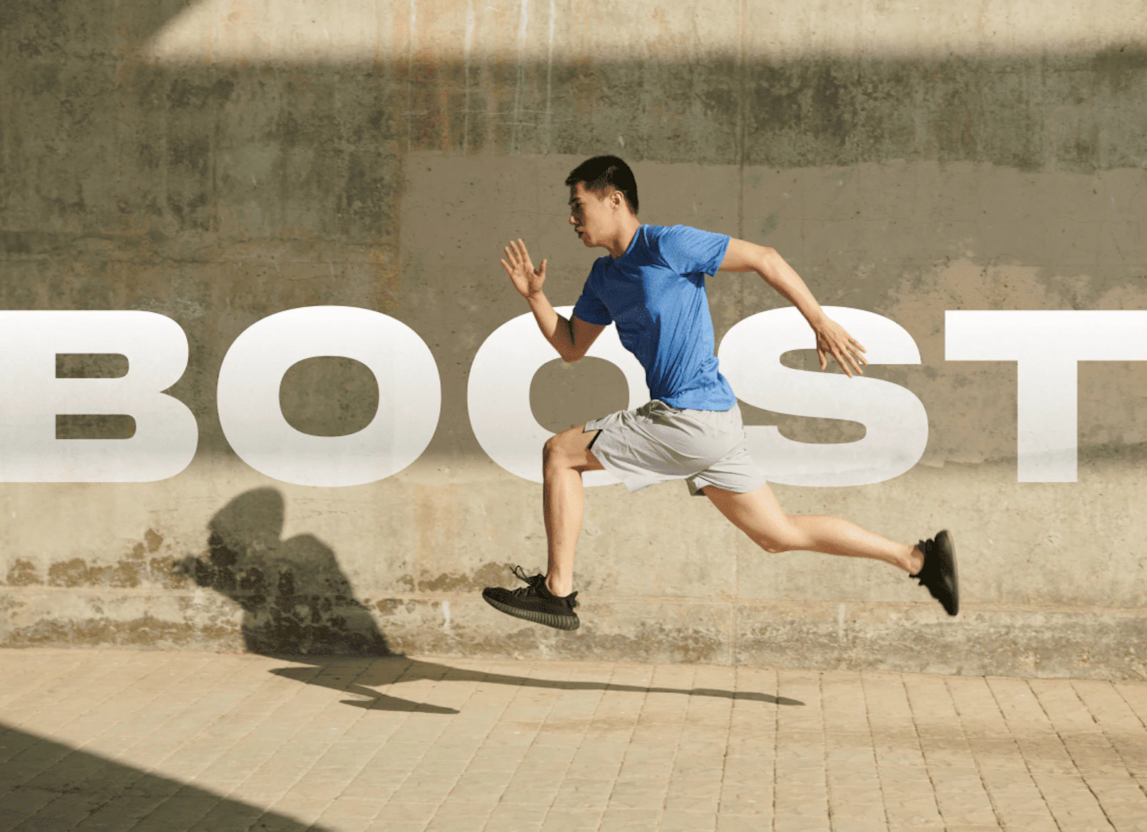 Coureur en action, vue de profil