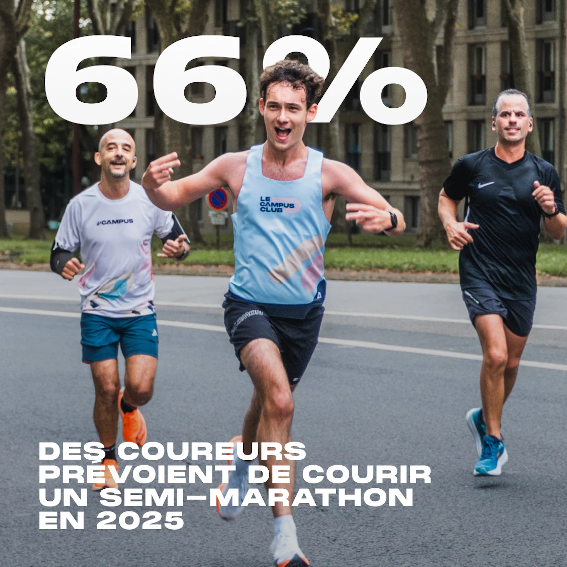 Groupe de coureurs en action