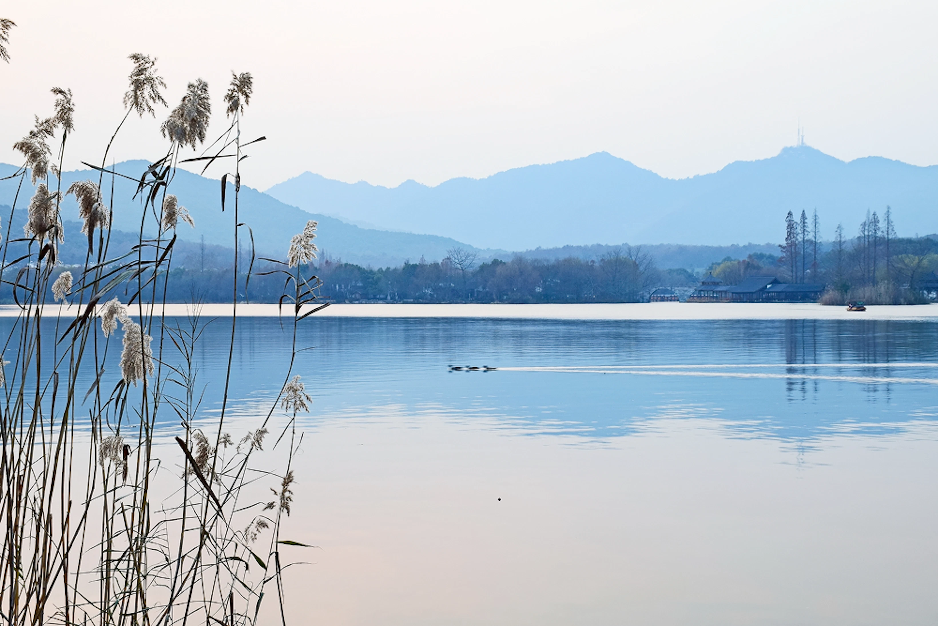 lake with mountains background 1