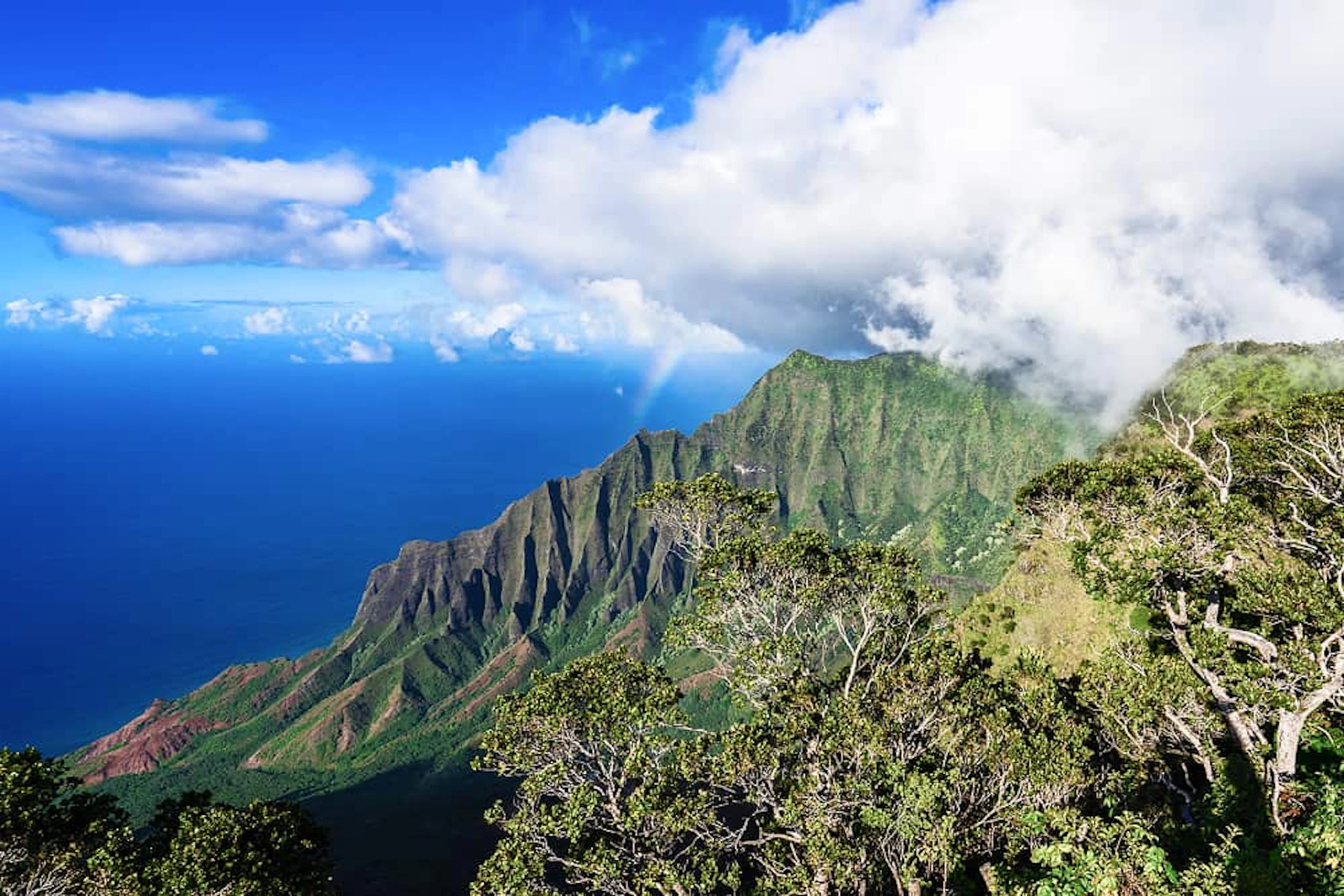 high angle shot famous kalalau valley kauai hawaii 1