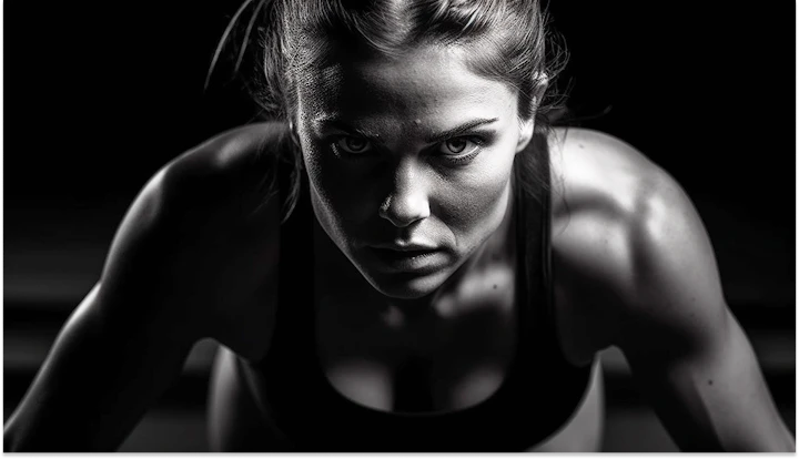 woman black top is doing push ups treadmill 1