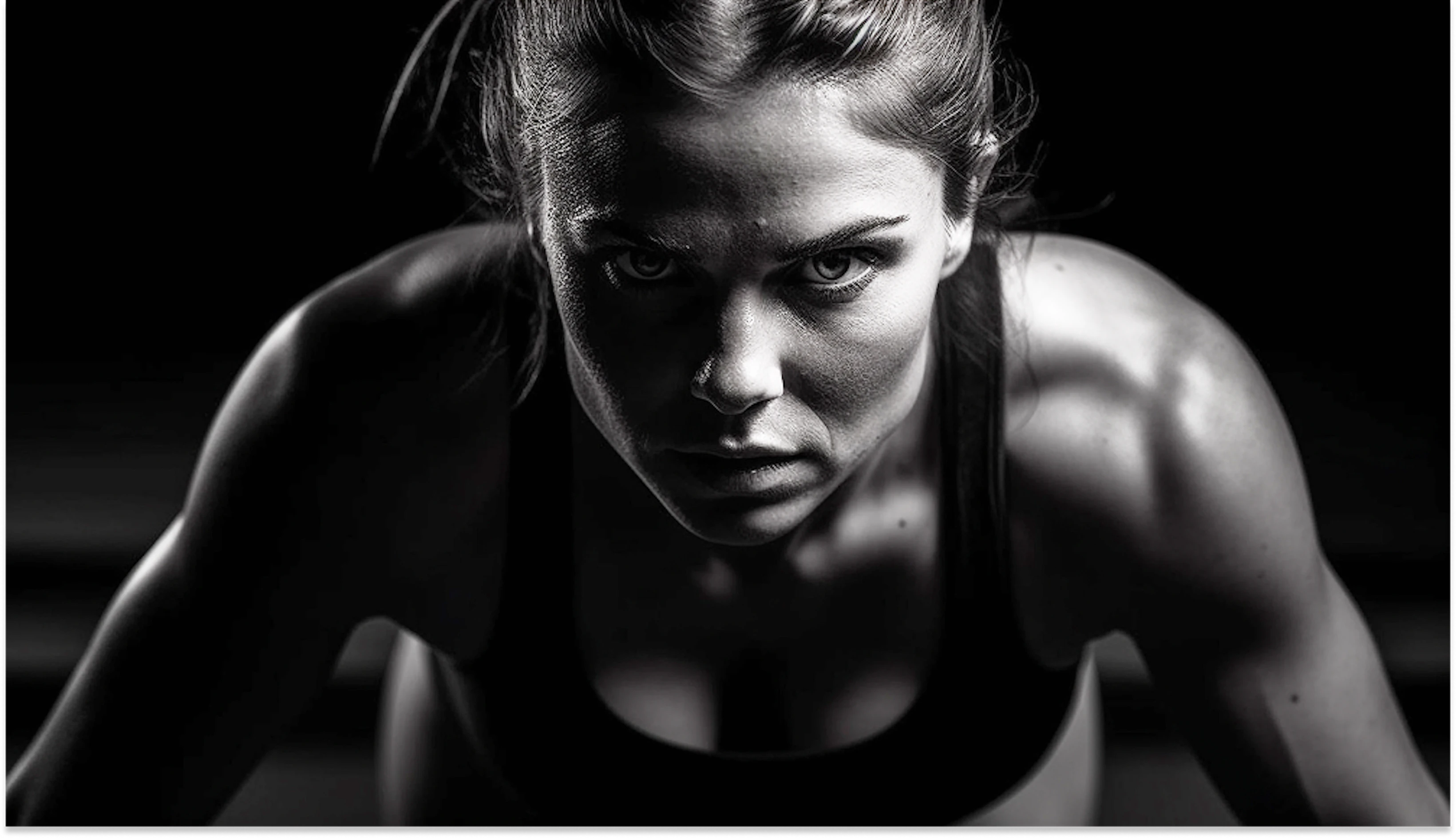 woman black top is doing push ups treadmill 1