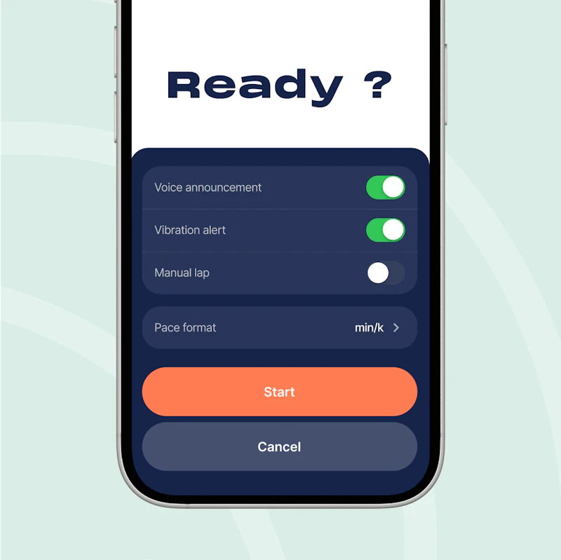Activity tracker start interface