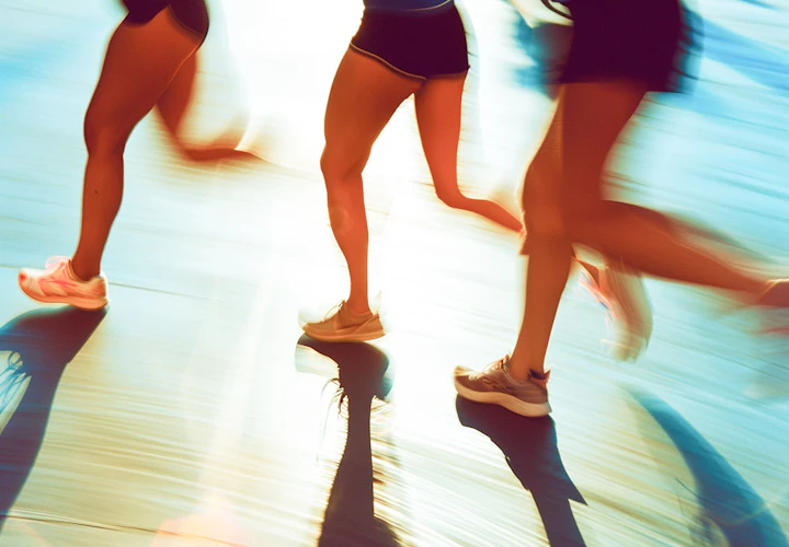 high angle people running 1