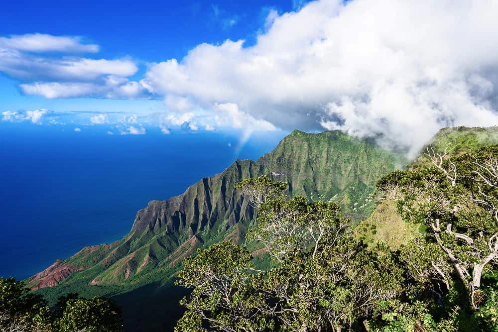 high angle shot famous kalalau valley kauai hawaii 1