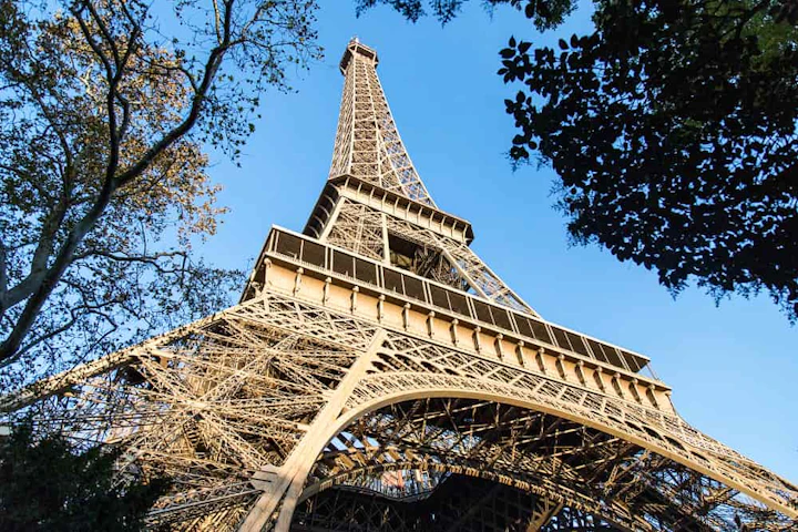 low angle view eiffel tower surrounded by trees sunlight paris france 1