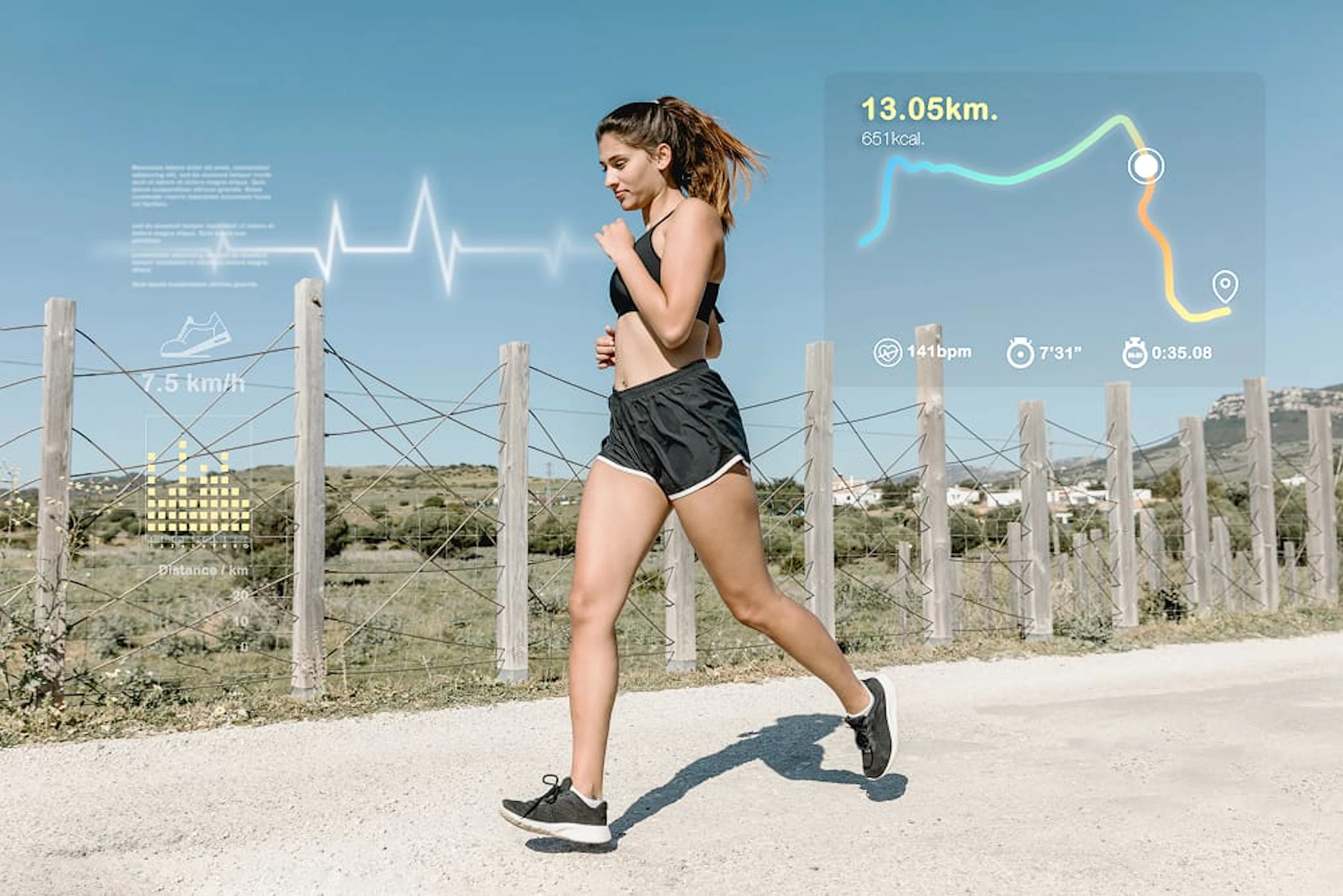 coureuse entourée de données de santé