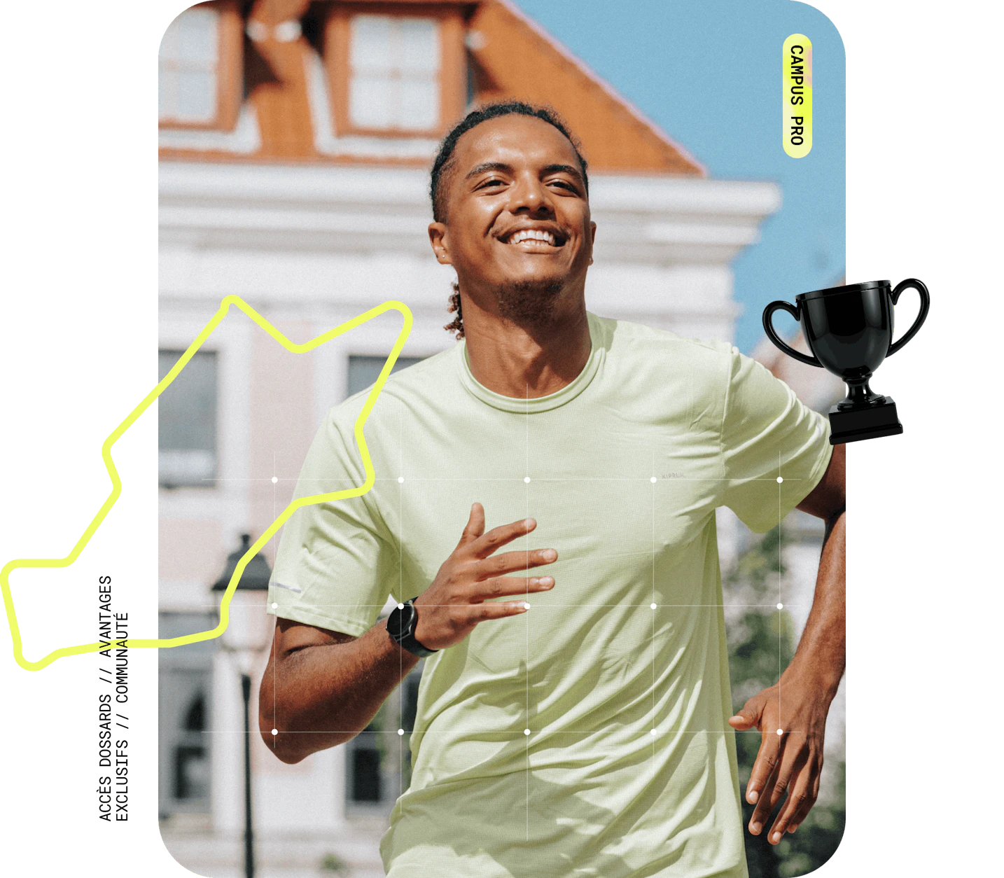 Personne souriante en train de courir