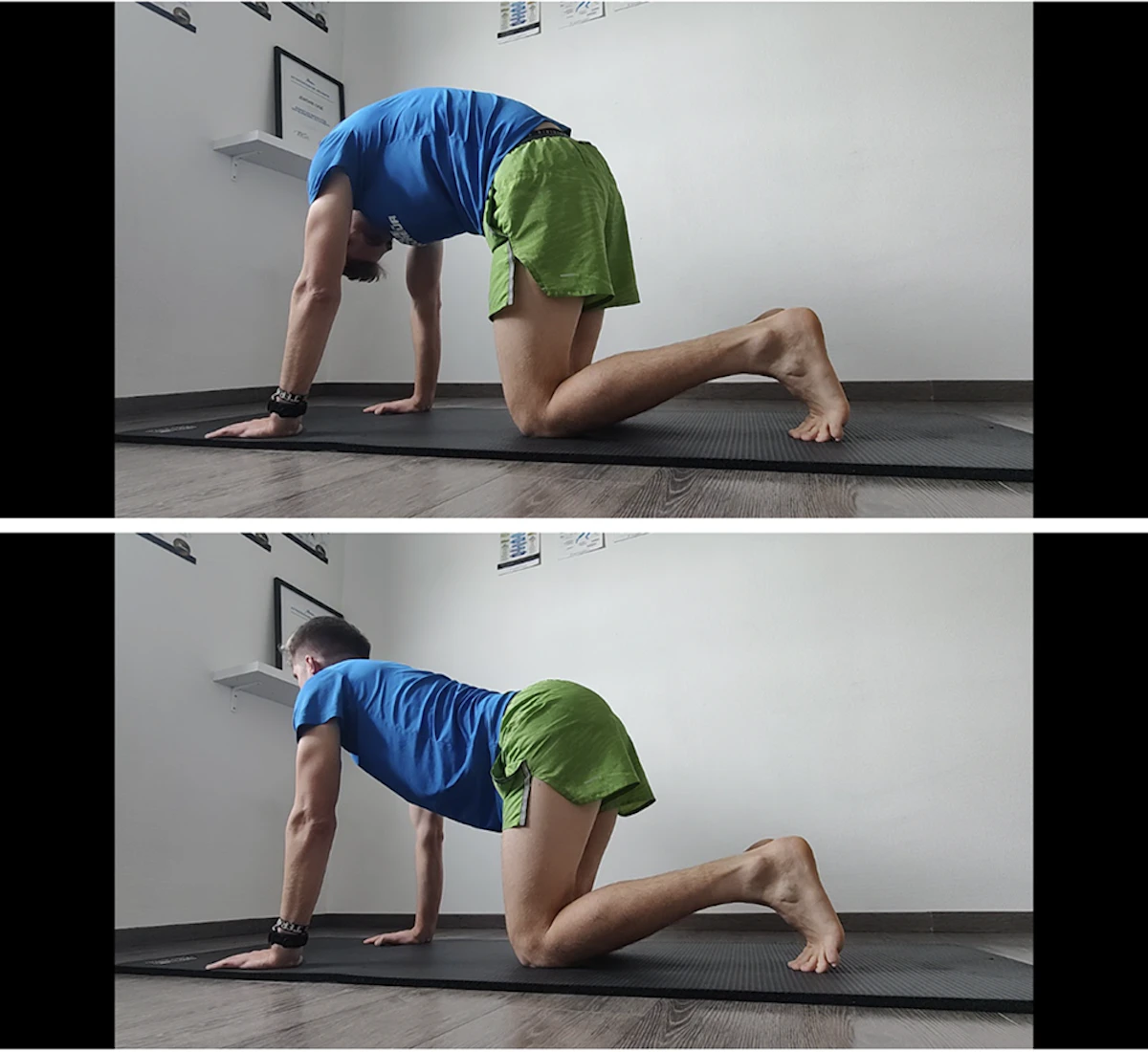 homme faisant l'étirement dos rond - dos creux