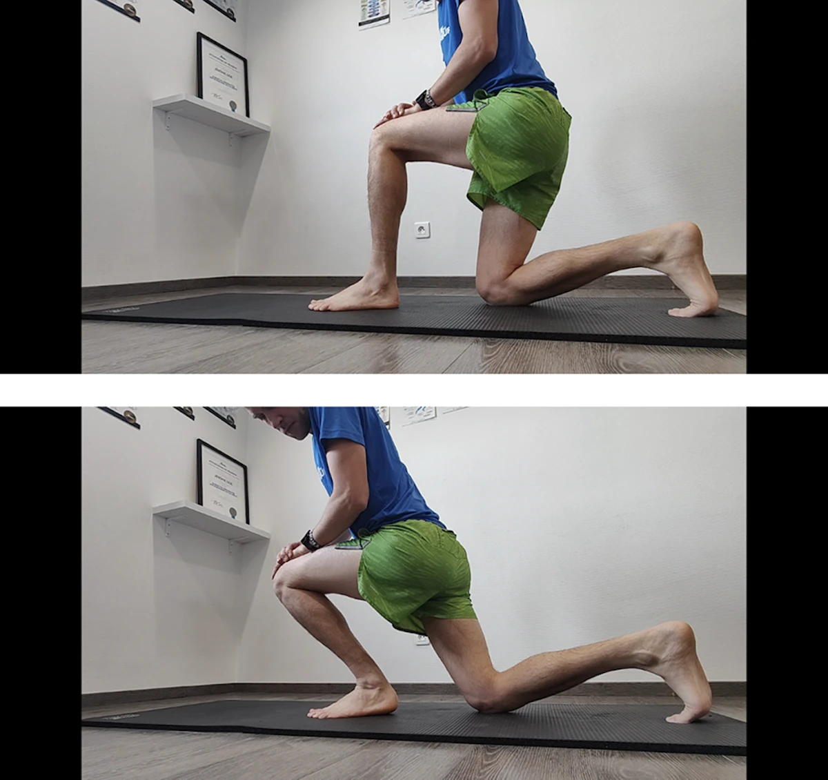 homme effectuant une fente avant