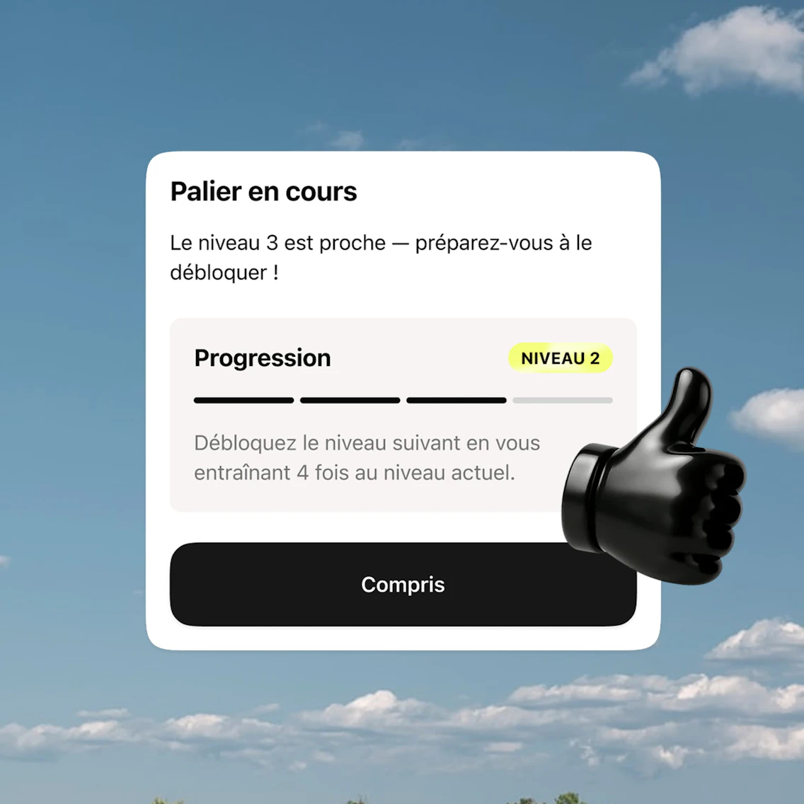 Écran évolution des paliers nutrition sportive application Campus Coach