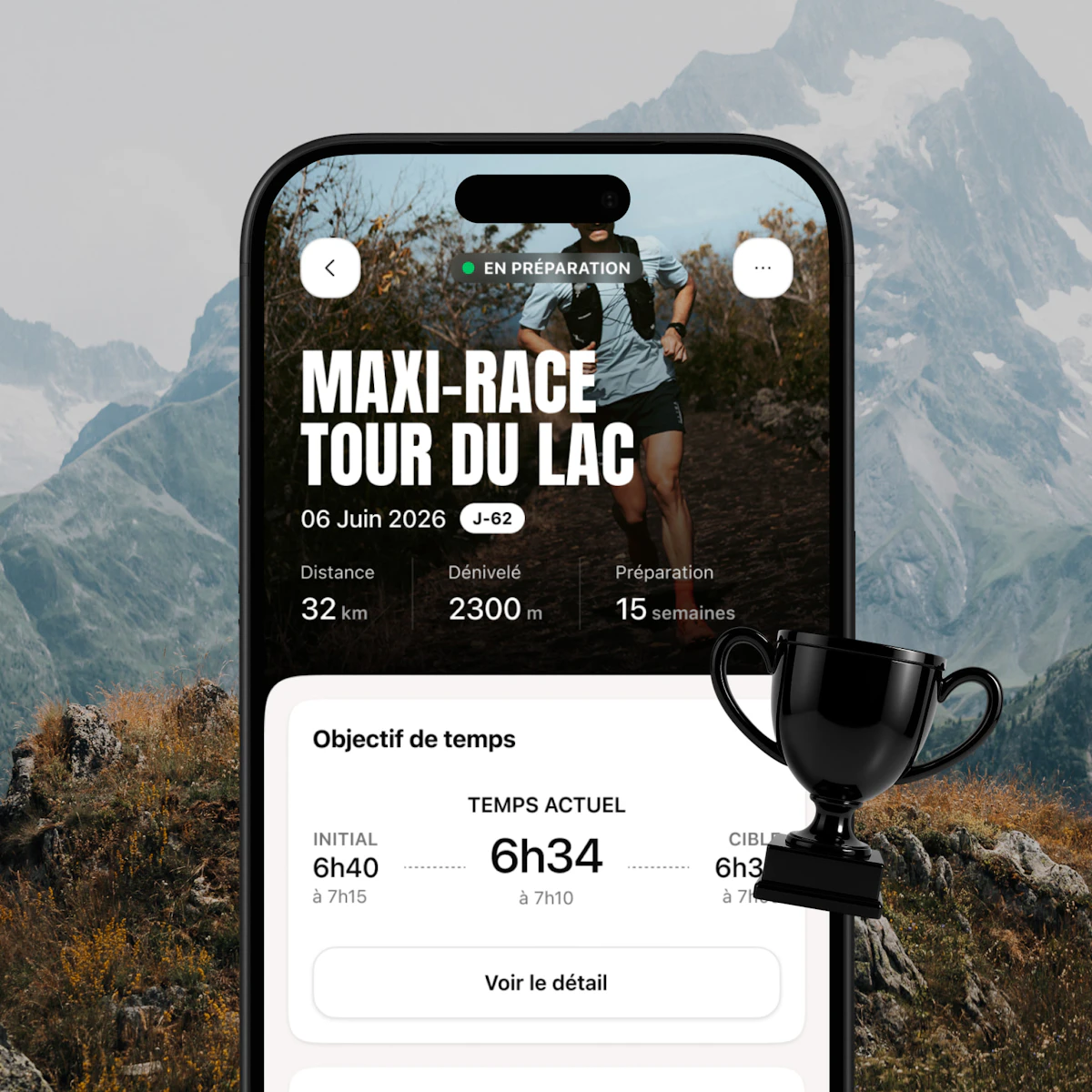 Écran visualisation progression objectif de temps application Campus Coach