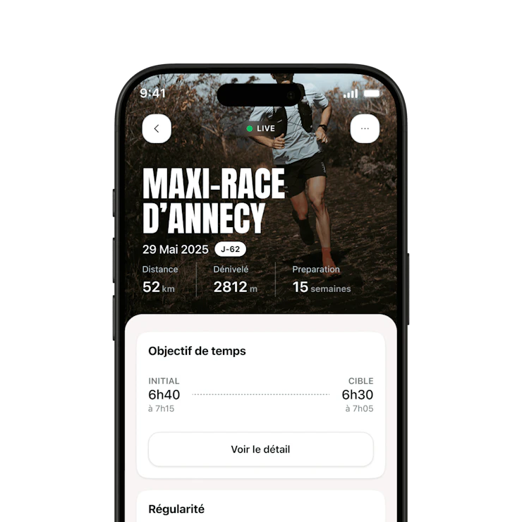 Écran course MaXi-Race du lac d'Annecy application Campus Coach