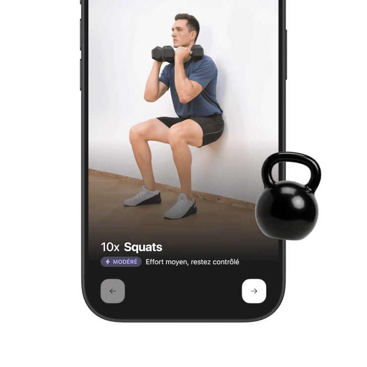 Écran exercice renforcement musculaire guidé application Campus Coach