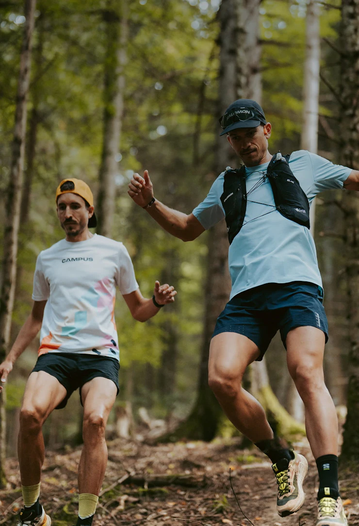 Running Addict et Mathieu Blanchard en descente de trail running