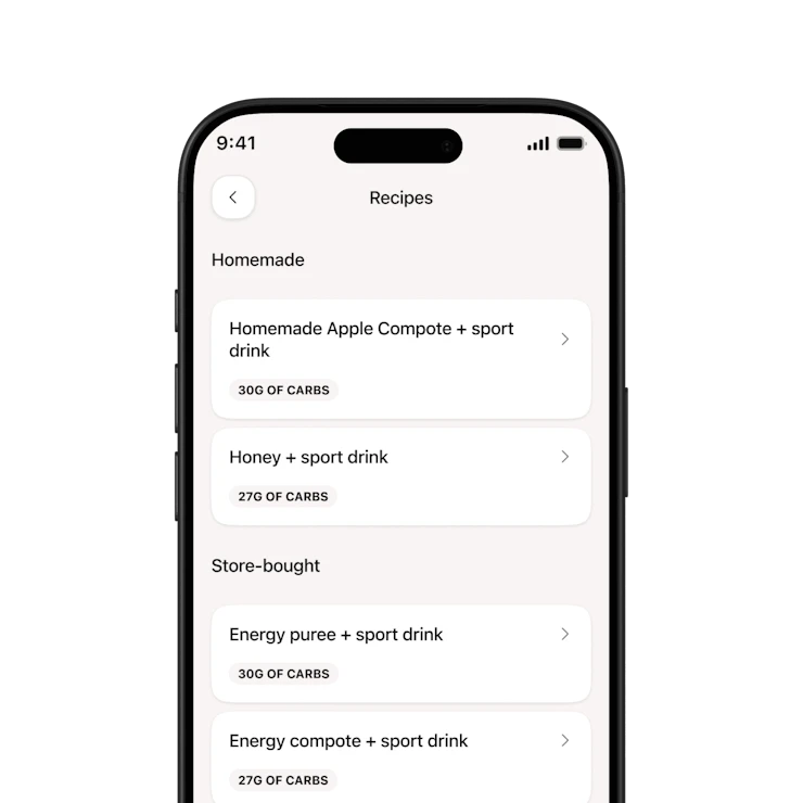 Campus Coach: sports nutrition recipe ideas app screen