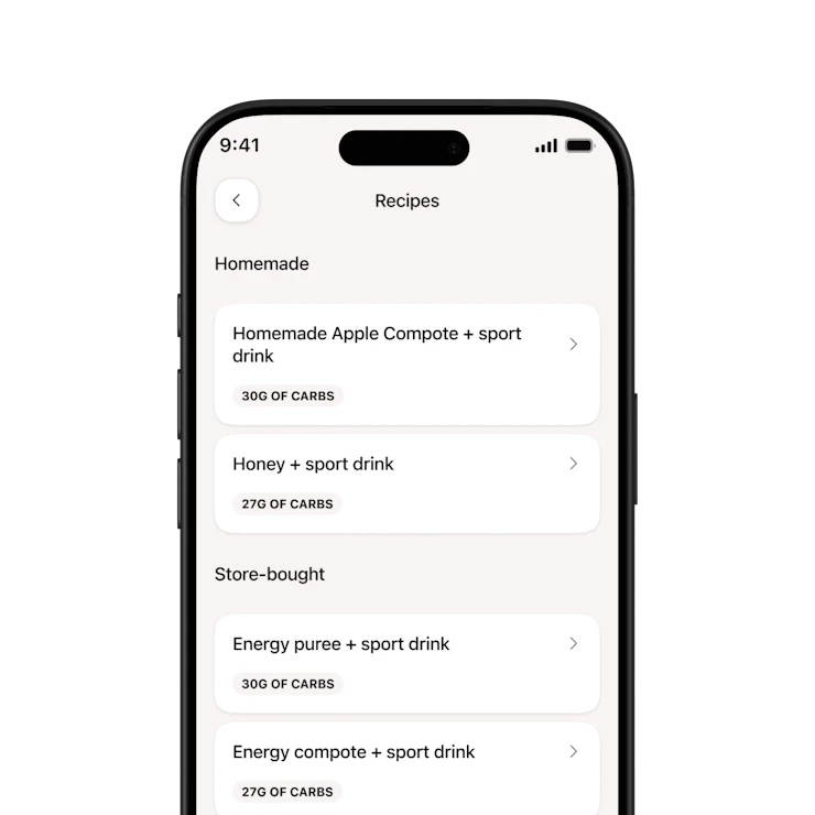 Campus Coach: sports nutrition recipe ideas app screen