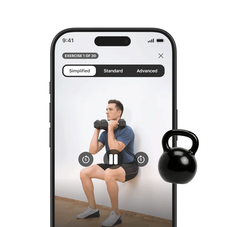 Strength and conditioning workout screen in the Campus Coach app