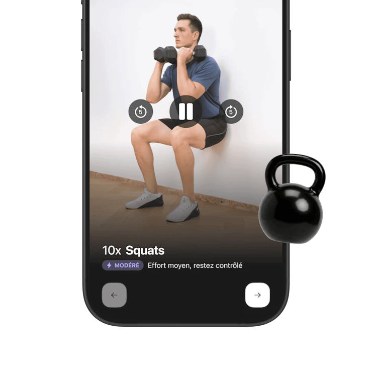 Écran exercice renforcement musculaire guidé application Campus Coach