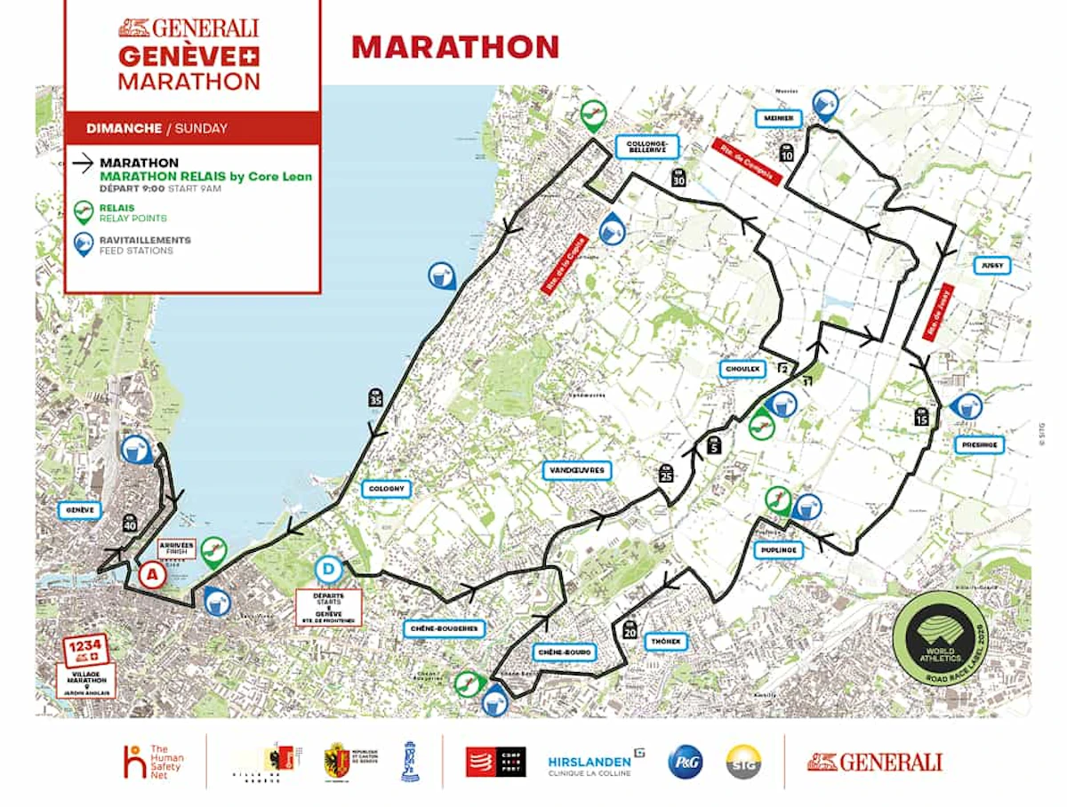 tracé du parcours du marathon de Genève